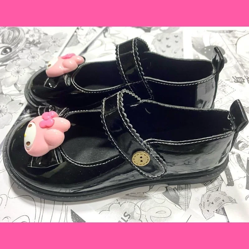 Kawaii Sanrio Kuromi  Hello Kitty Handmade Cute Womens Shoes Japanese Lolita Jk Uniform Leather Shoes Women Shoes Lolita Shoes