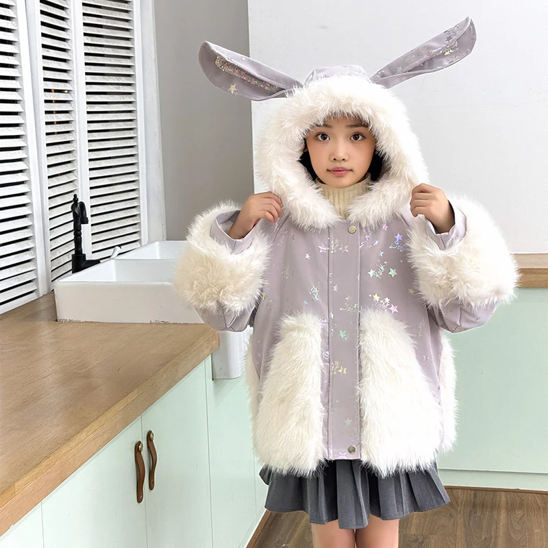 Mädchen Wintermantel Kinder Süße Prinzessin Pelzmantel Oberbekleidung Parkas Teenager Kinder Verdicken Warme Samt Jacke Outfits Kleidung – Detail 18