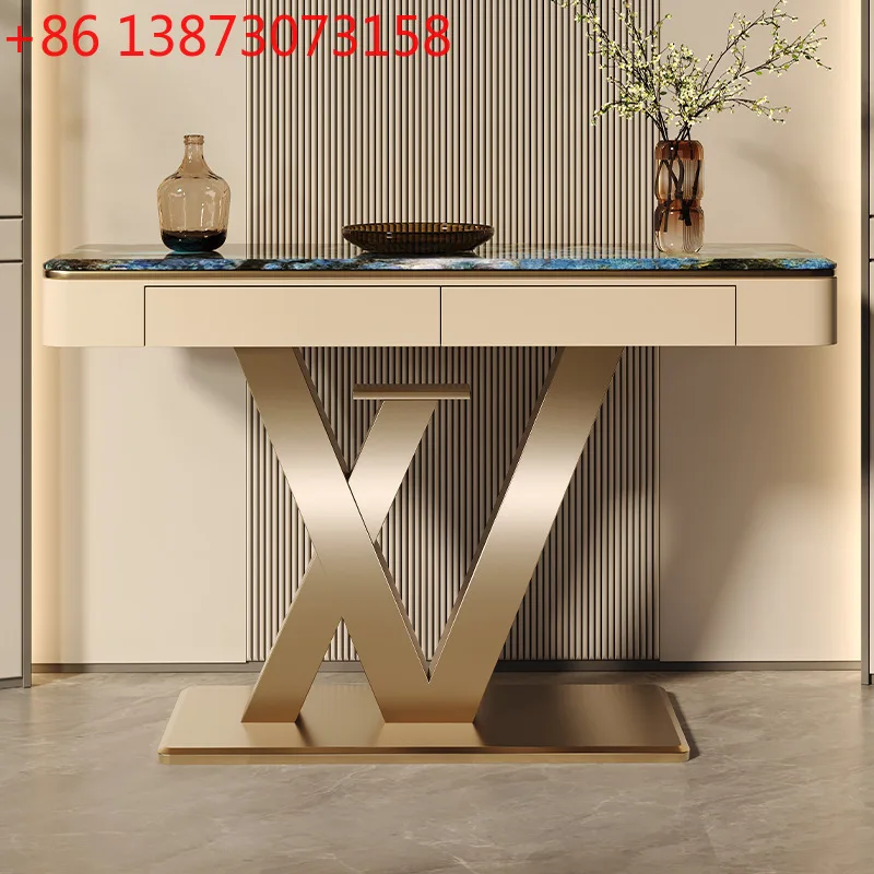 

Light luxury high-end home marble entrance table, modern minimalist creative corridor aisle designer against the wall entrance t