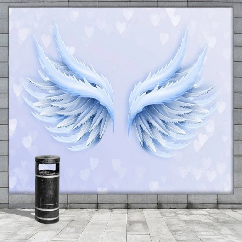 Modern and elegant blue dreamy wings internet-famous wall TV luxurious home decoration bedroom background wall
