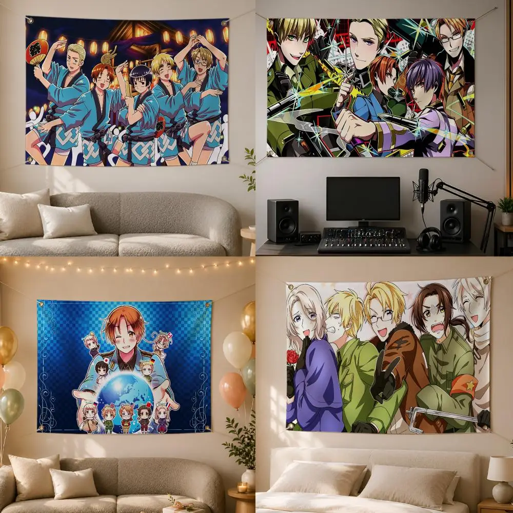 Axis Powers Cartoon Hetalia Axis Flags Wall Hanging Flag Banner for Bedroom Dorm Party Festival Camping Indoor Outdoor Decor