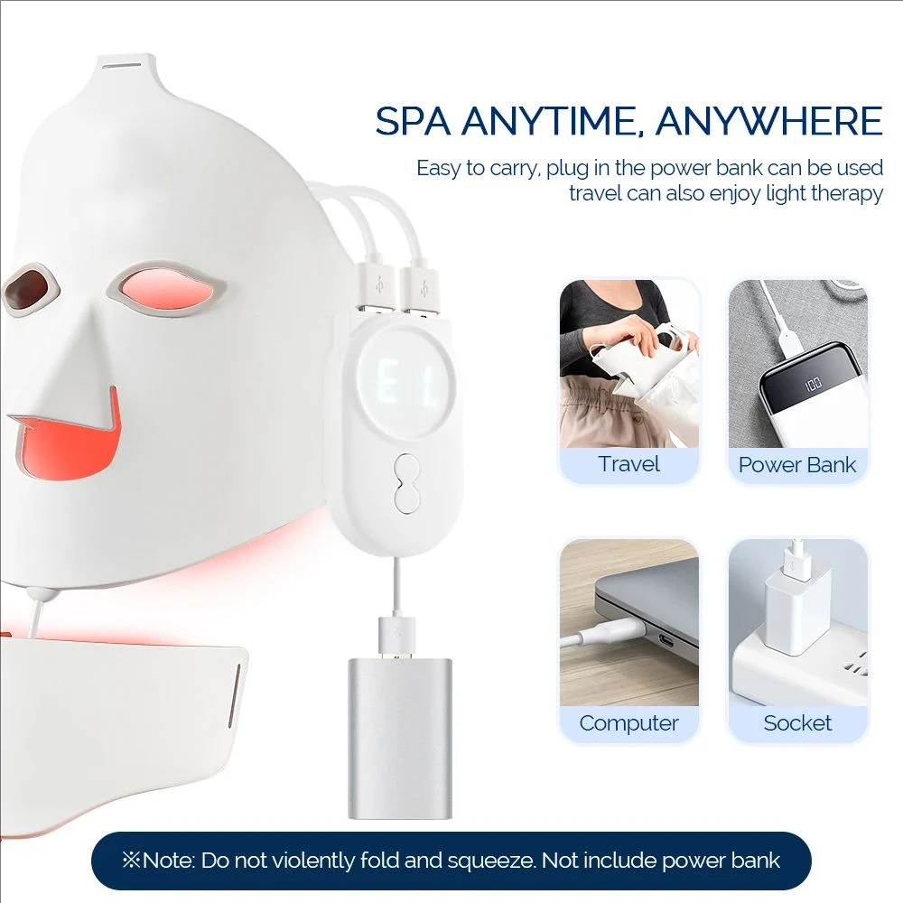 Face Neck Siliconen Led Masker  Licht 7 Kleuren Foton Rood Licht Therapie Flexibele Gezichtsverzorging Schoonheid Huidverzorging