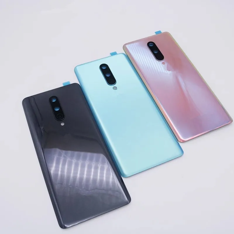 Carcasa para Oneplus 8 One Plus, cubierta trasera de batería de cristal de 6,55 pulgadas, reparación, reemplazo de puerta, funda trasera de teléfono + lente de cámara