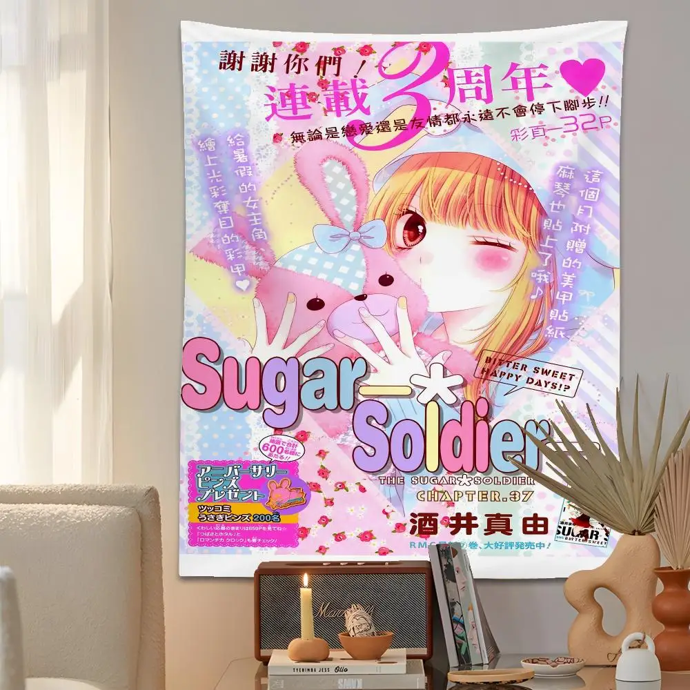 S-Sugar S-Soldier Anime Tapestry Microfiber Background Art Decor For Bedroom Living Room Bar Garden Outdoor Festival Wall Decor