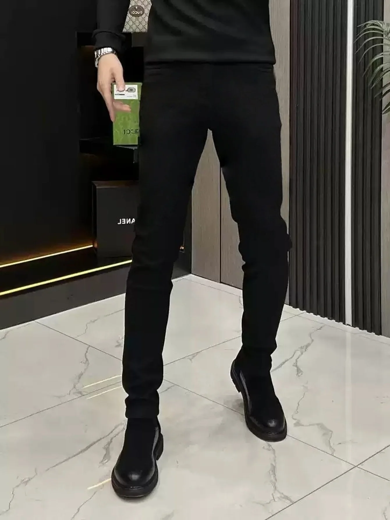 Black Slim Fit Denim Jeans for Man Unisex Original Drip Y2k Basic Denim Pants No accessories or belts included