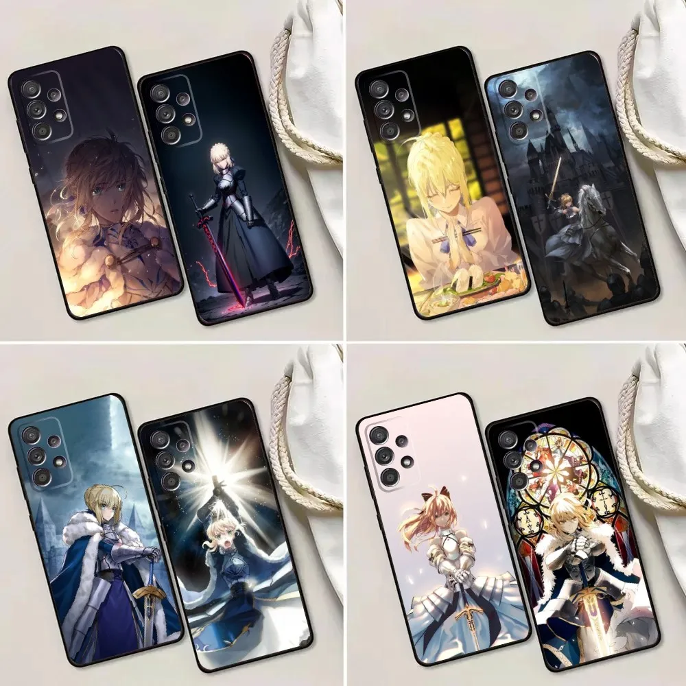 Anime F-Fate Saber Phone Case For Samsung Galaxy A13,A21s,A22,A31,A32,A52,A53,A71,A80,A91 Soft Black Phone Cover