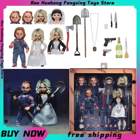 Neca Bride ตุ๊กตาขยับแขนขาได้ Chucky Tiffany ได้รับของเล่นสยองขวัญนำโชคของขวัญฮาโลวีนตุ๊กตาคลาสสิกของตกแต่ง