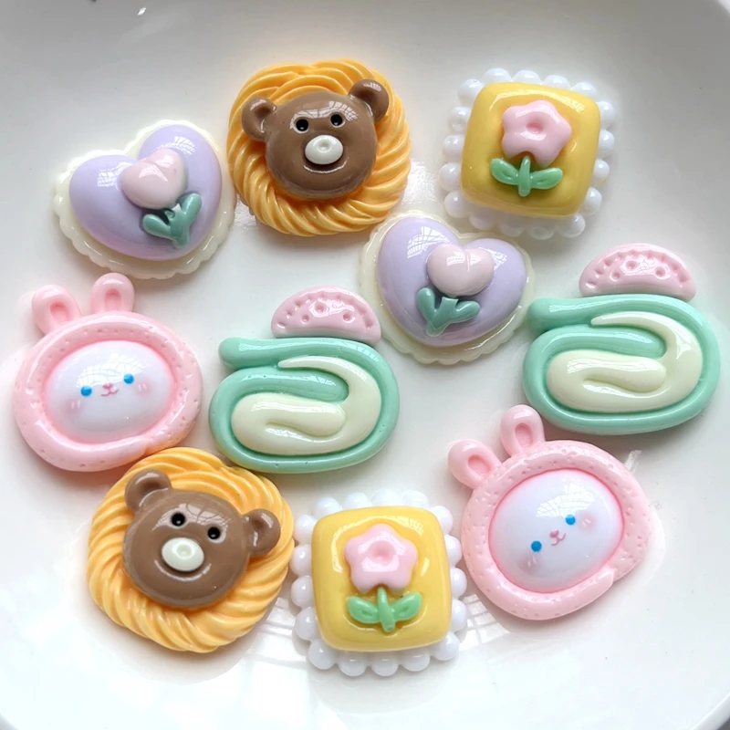 10pcs 16-20mm Kawai Animal Bread Resin Trim Flat back diy jewelry trim scrapbook mix supplied