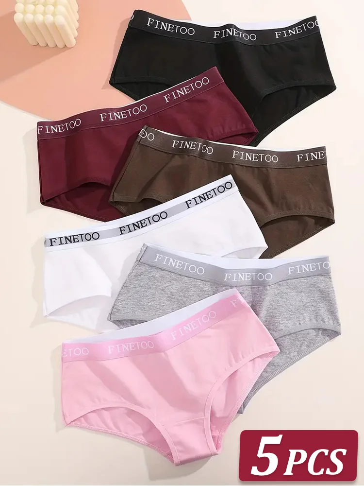 5Pcs/Set Women Cotton Panties Female Middle Waist Sexy Panties Seamless S-XL Underwear Solid Color Bikini Girls Intimates Briefs