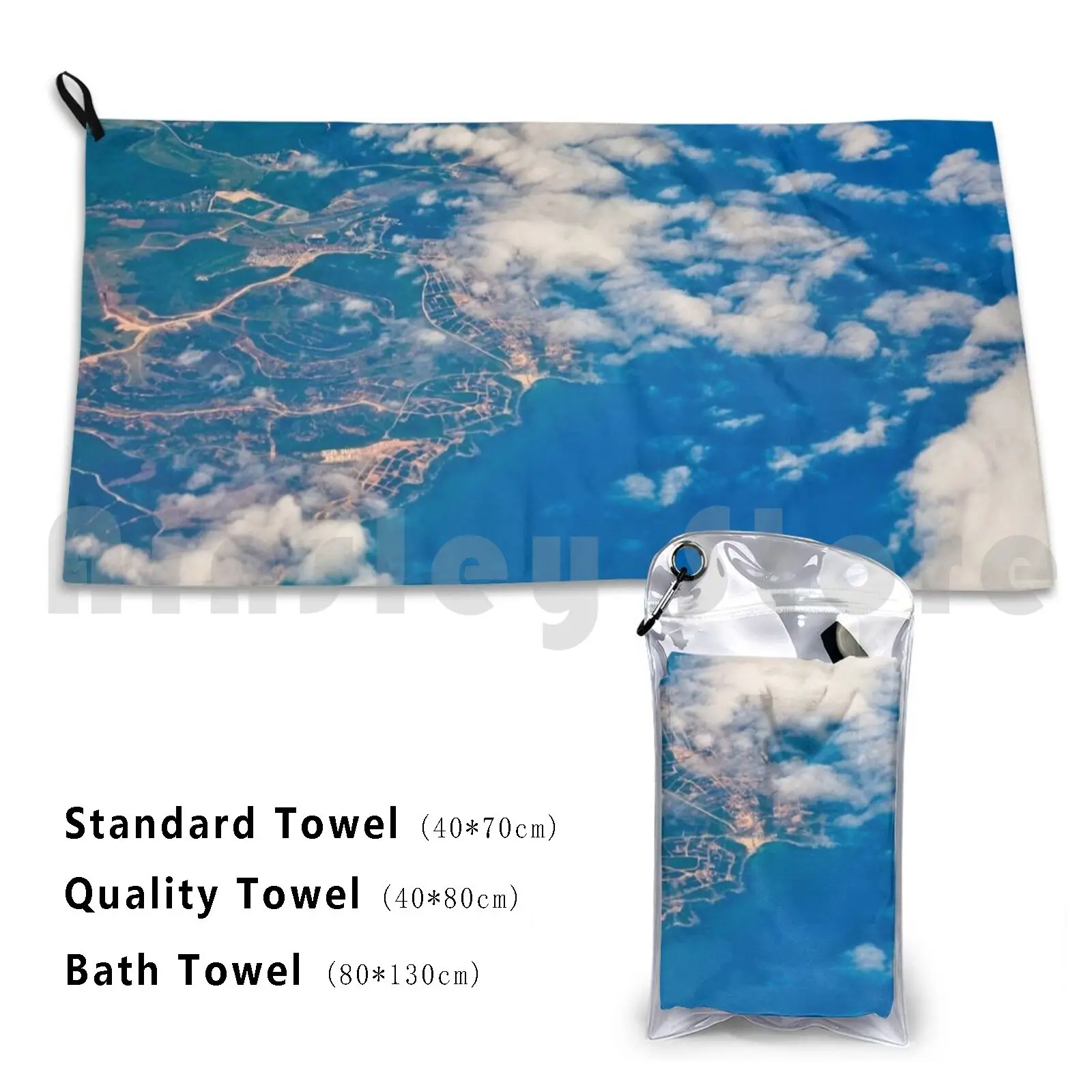 The View From The Plane Bath Towel Beach Cushion 1932 Alps Mountian Sky Flight Space Earth Blue Black