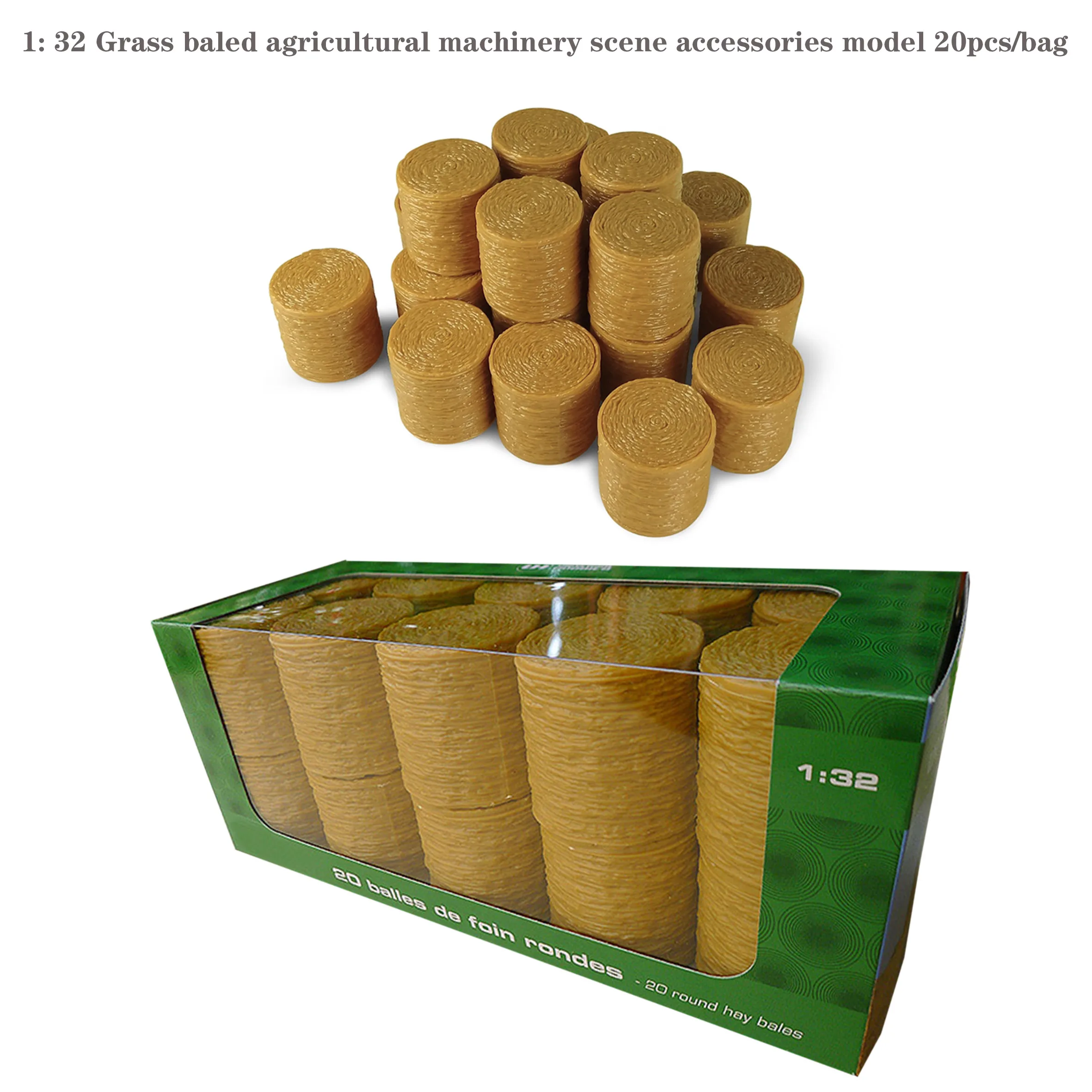 1: 32 9750 Pack of 20 round hay bales Agricultural Machinery Scene Accessories Model  20pcs/bag  Favorite Models