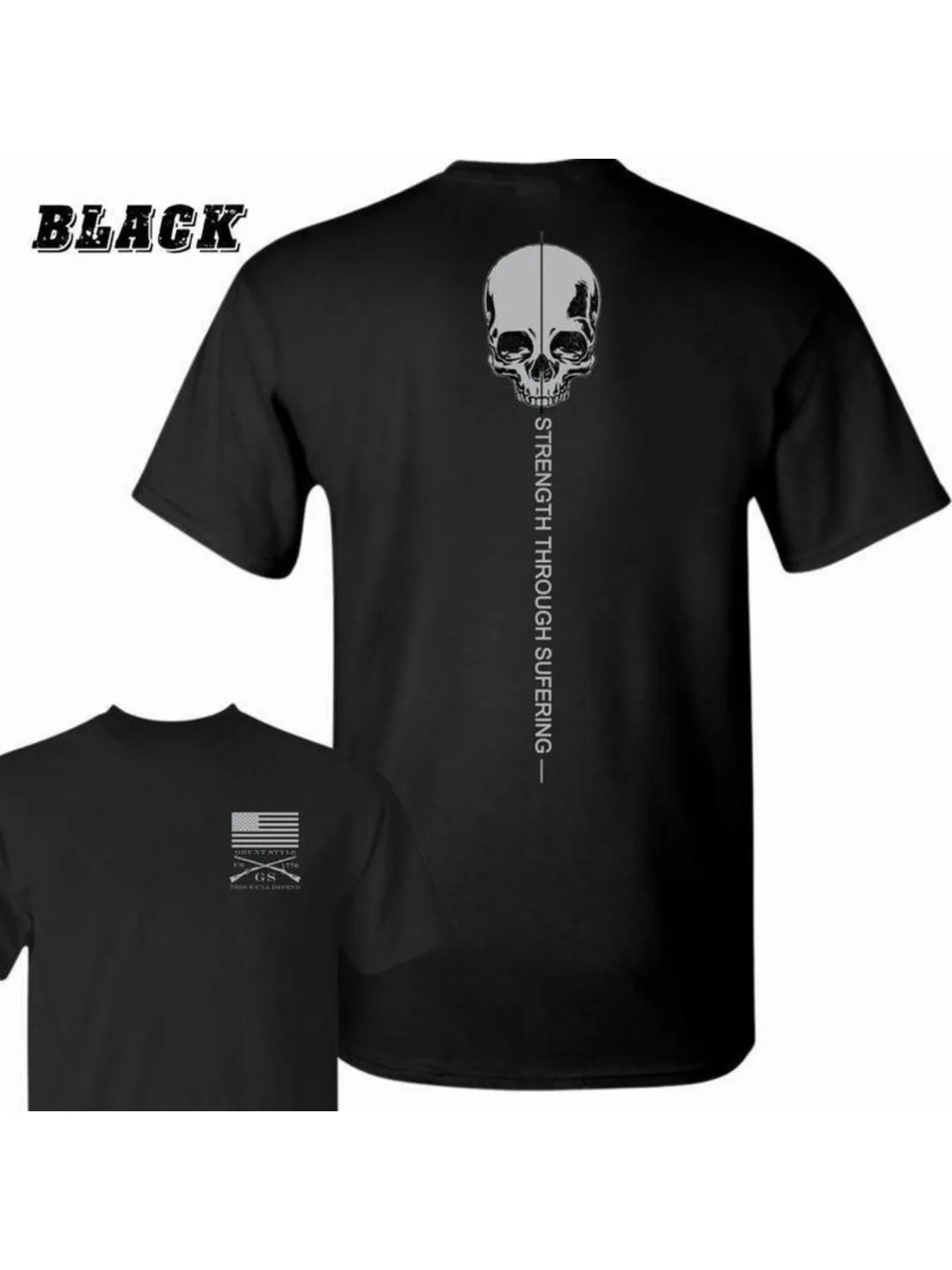 Camiseta para Hombre y Mujer con Diseño de Calavera Negra y la Frase "secure Power By Pain", Patrones Motivacionales con Estilo Militar