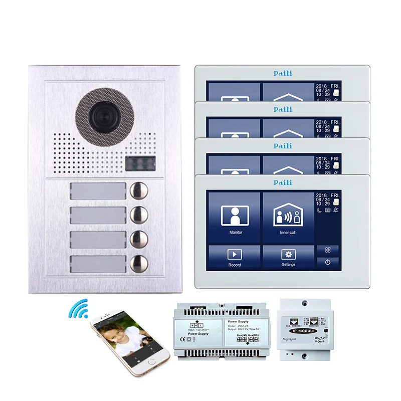 7 inch touch screen 2 wire Video door phone intercom system for Villa