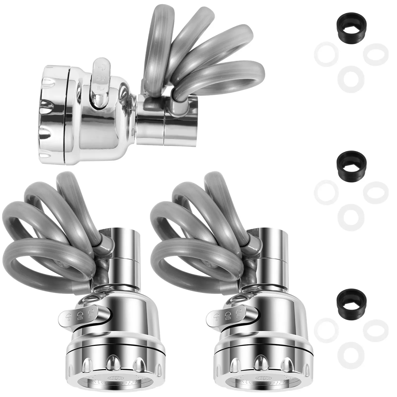 

3PCS Sink Sprayer Attachment PVC 3 Speed Adjustable Shower Splash Proof Extendable Swivelling Shower Compact Garden