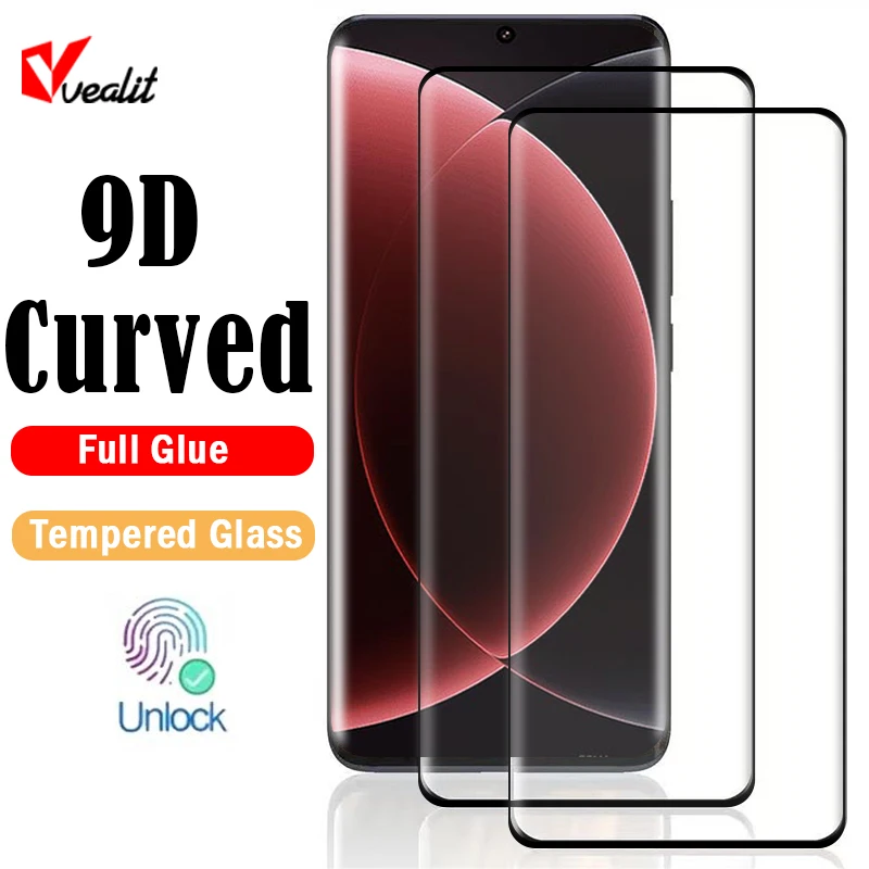 

1-2 шт. 9D изогнутое закаленное стекло с возможностью горячей изгиба с полным клеем для Xiaomi 15 Ultra 14 13 Lite 12 12x 12s 15s Pro, защитные пленки для экрана, разблокировка