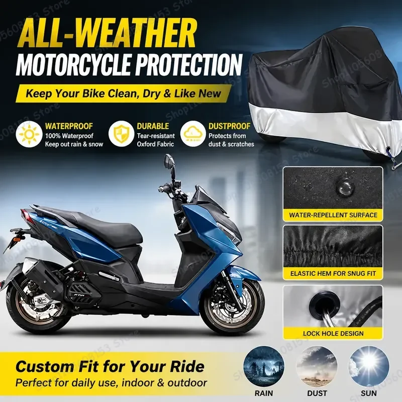 

For KYMCO KRV180 Motorcycle Cover Waterproof Dustproof UV Resistant All Weather Outdoor Indoor Scooter Cover Windproof
