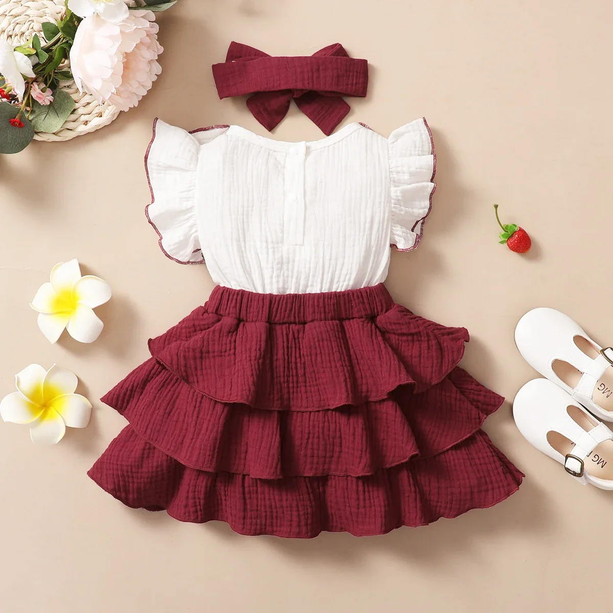 Baby Girls Dress Toddler Girl Clothes Set 2Pcs Baby Bowknot Ruffles Dresses Cute Sleeveless Cotton Newborn Princess Dress