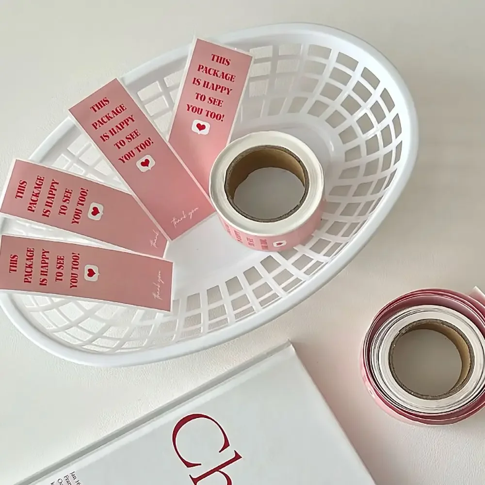 100pcs/roll 3*9cm(1.18*3.54in) Rectangular Pink Thank You Sticker Sealing Label Baking Gift Retail Bag Small Business Package