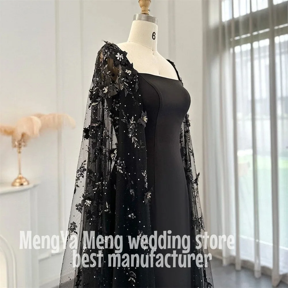 ZHUISHU кружевное вечернее платье с длинными рукавами длиной до пола, черное вечернее платье трапециевидной формы, простое свадебное платье на День Святого Валентина