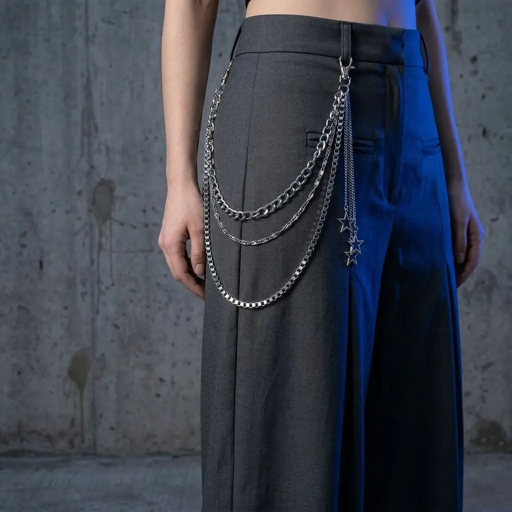 Gifts Three Layers Star Pendant Pants Chain Silver Tassel Multilayer Metal Chain Clothing Decor Alloy Punk Waist Chain Gothic