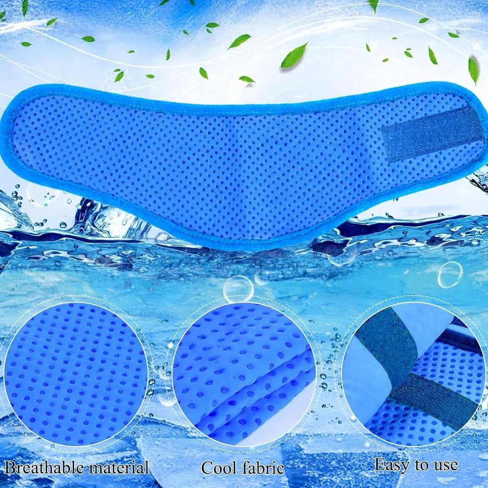 Breathable Dog Cooling Scarf Tape Closure Adjustable Dog Neck Wrap Soft Water Activated Pet Perforated Neck Cloth Summer Outdoor