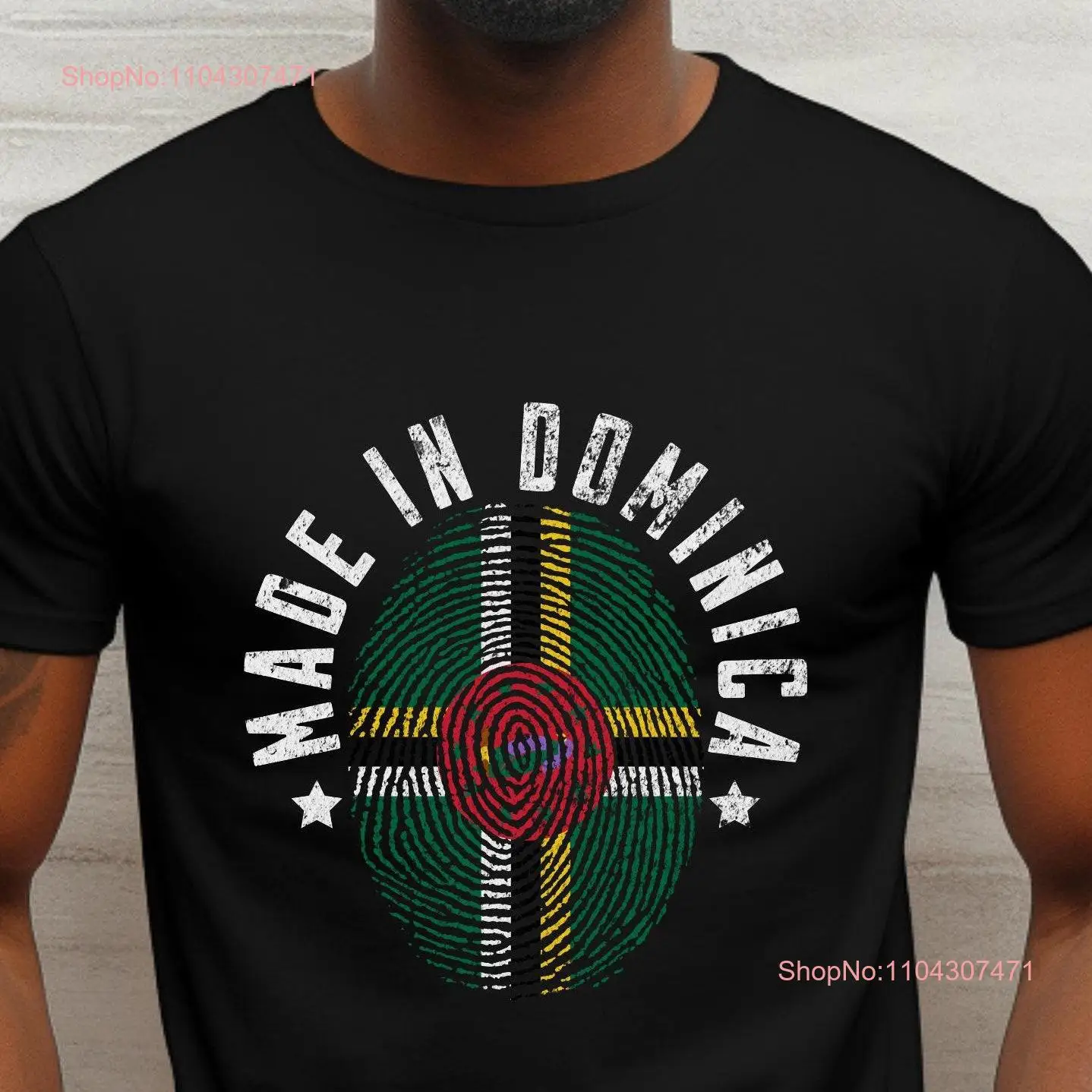 Made in Dominica Flag Fingerprint T shirt gift souvenir love long or short sleeves