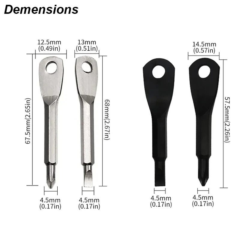 2pcs Portable Phillips & Slotted Screwdriver Key Ring Set - Multi-Functional Mini Pocket Repair Tool Gadget