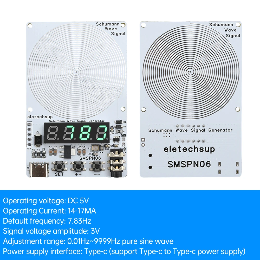7.83Hz Earth HeartBeat Schumann Ressonância 0,01 Hz ~ 9999 Hz Gerador de sinal de frequência Earth Heartbeat Interface USB tipo C de 4 dígitos