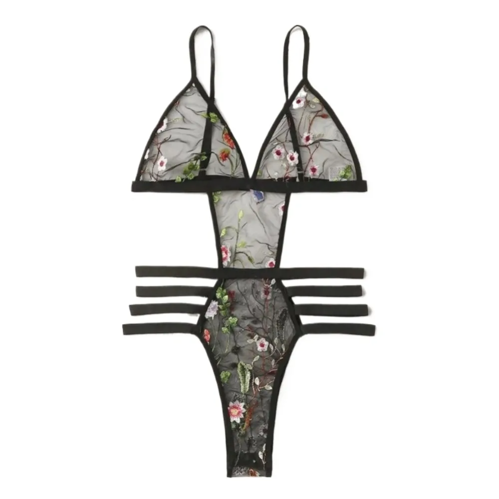 

New Erotic Western Style Mesh Hollow Out Featuring Sensual Three Point See Through Alluring Exquisite Premium Erotic Bodysuit