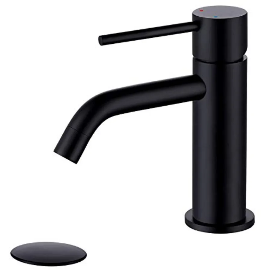 

Single Hole Matte Bathroom Pop Up Drain Assembly and Supply Hose, Single Handle Lavatory s for Sink, Sink Bathroom