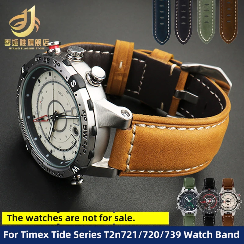 For TIMEX Tidal watch belt T2N721 T2N720 leather watch with bracelet 24X16mm Raised Leather Watchband men's Accessories