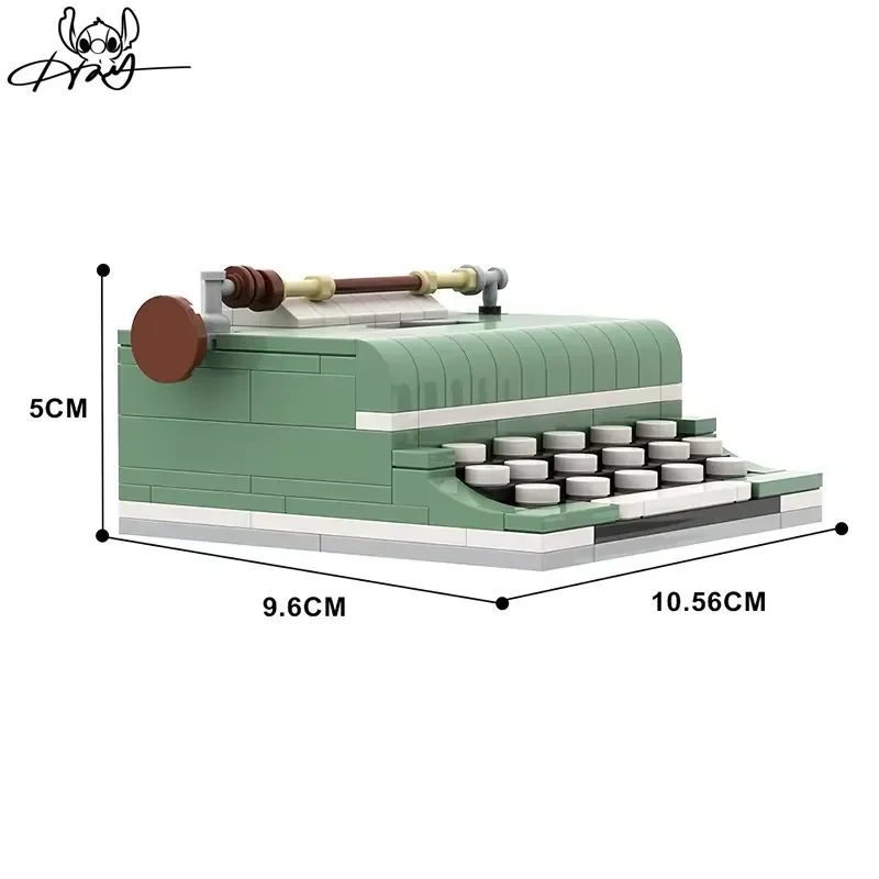 Expert Vintage Mini Typewriter Building Brick Set Office Printer Simulation Assembly Model Educational Toy for Kids