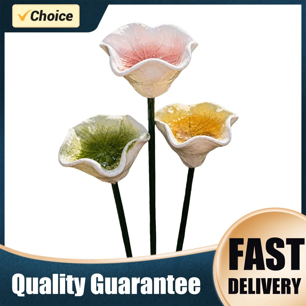 3pcs Ceramic Bee Watering Station Decorative Bowl Bird Bath Garden Stake Bee Baths for Garden for Outdoor Yard Lawn Decoration