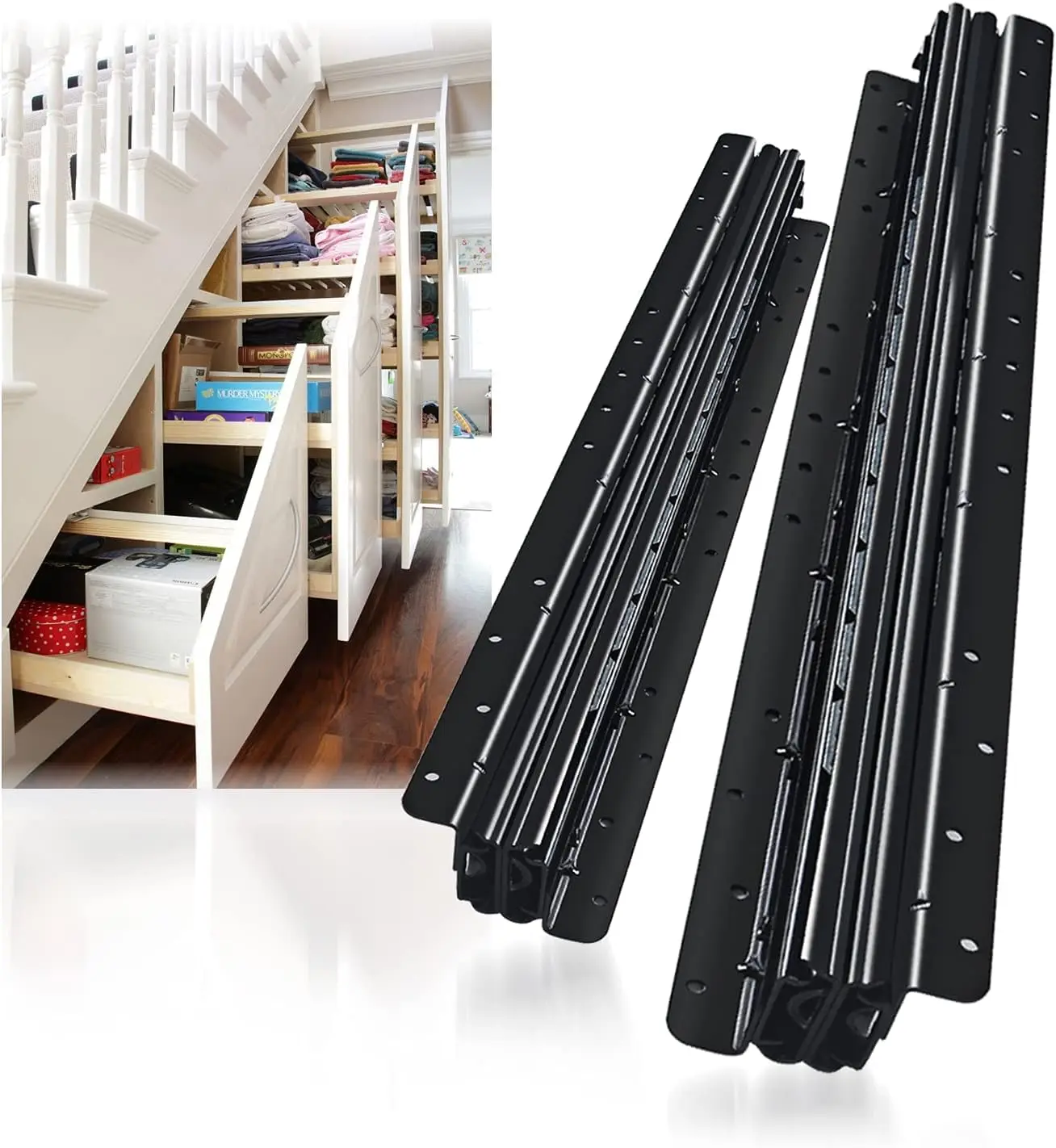 

Undermount Heavy Duty Drawer Slides Full Extension Bottom Mounted 16 24 32 40 Inch Hidden Under Ball Bearing Metal Rails