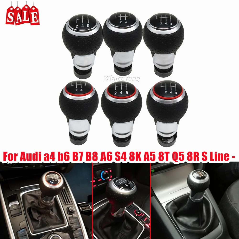 Gear Shift knob Lever Shifter For Audi A3 A4 B6 B7 B8 A6 S4 8K A5 8T Q5 8R S Line / Ibiza 6J / Seat Leon / Golf MK4 / Passat