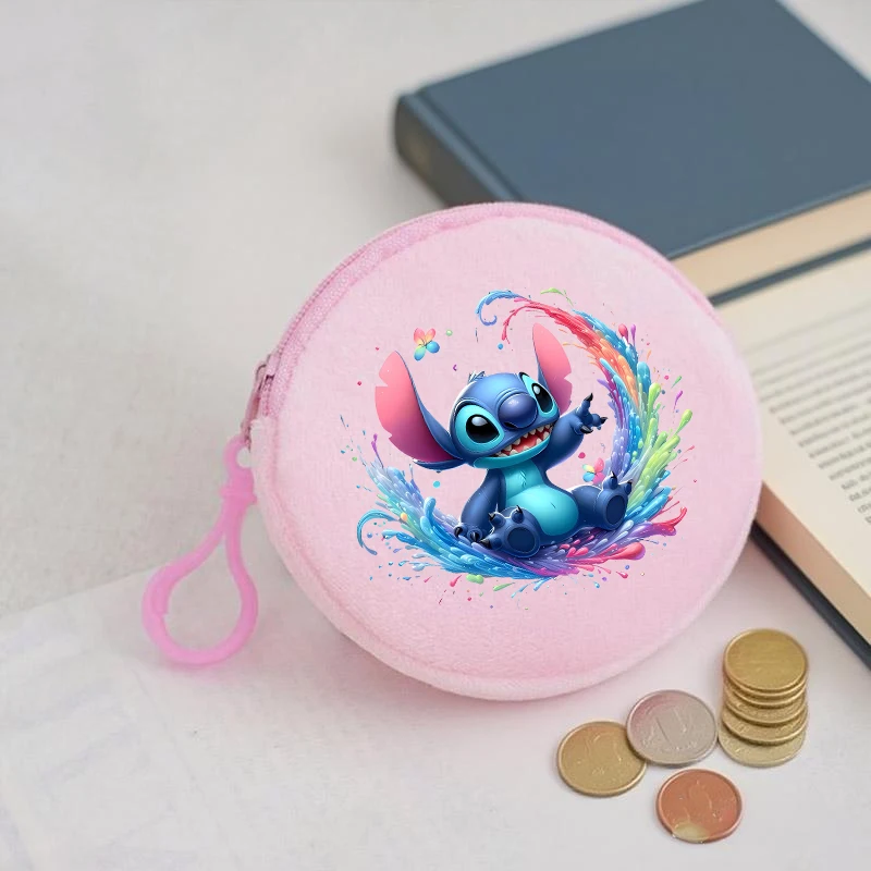 

Disney Lilo & Stitch Round Coin Purses Anime Printed Letter A-Z Wallets Creative Mini Storage Bags Key Pouch Bag Birthday Gift