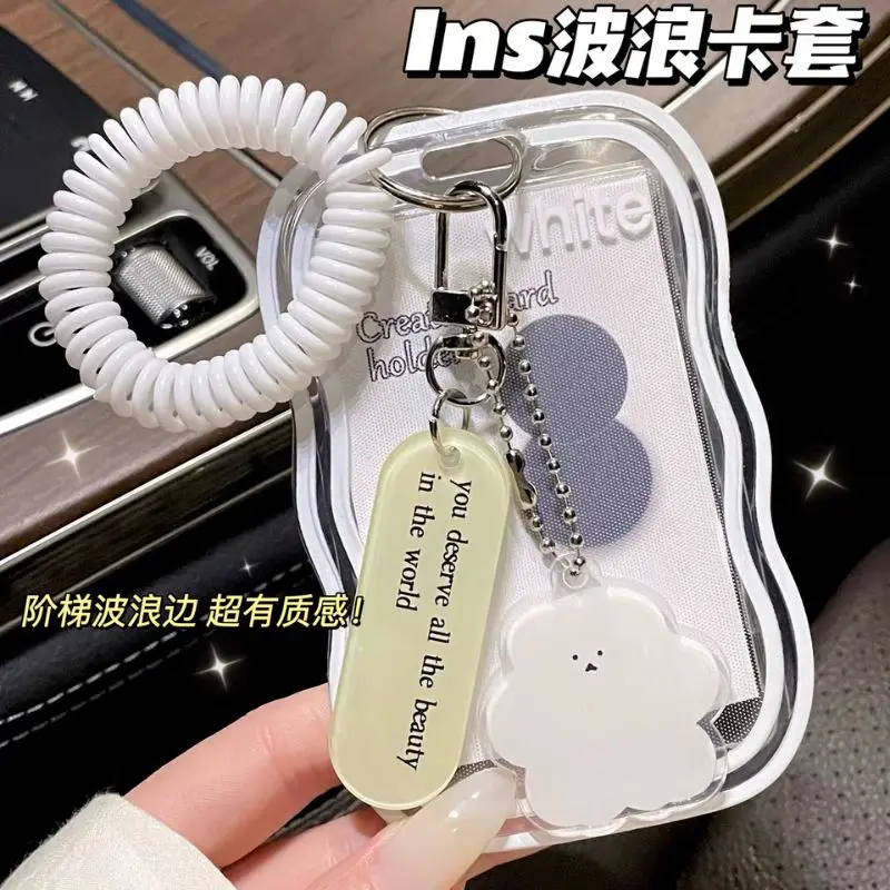 Ins Style Photocard Holder Transparent Card Holder Keychain Photo Sleeves Bus Card Student Card Case Photo Protector  Cloud Shap