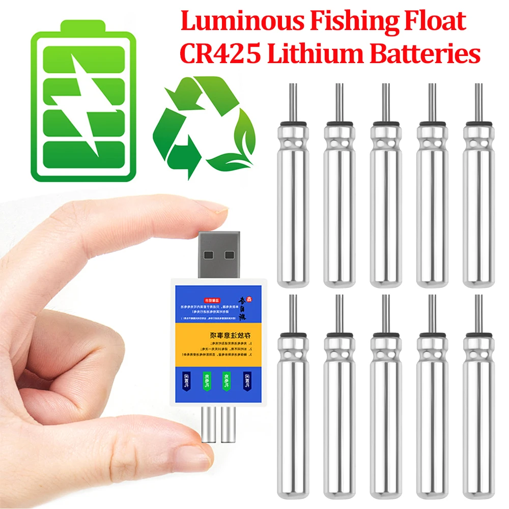 10-5pcs Electronic Floats CR425 Lithium Pin Batteries Luminous Fishing Float Buoy Tools Night Fishing Accessories Tackles