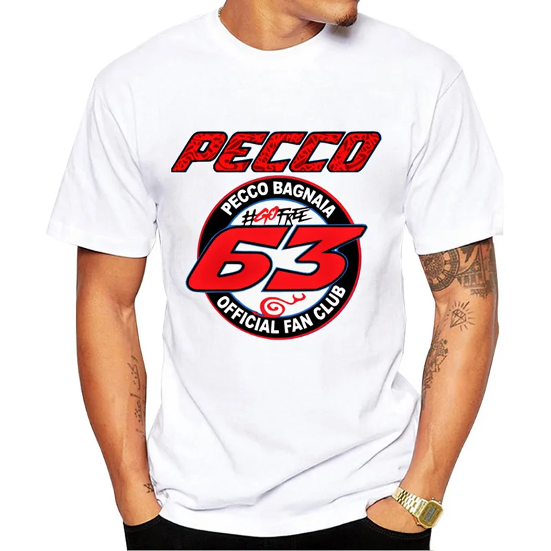 Pecco Bagnaia 63 Francesco World Champion Gift Classic T-shirt Boys\' Casual T-shirt Harajuku Motorcycle Sports White T-shirt