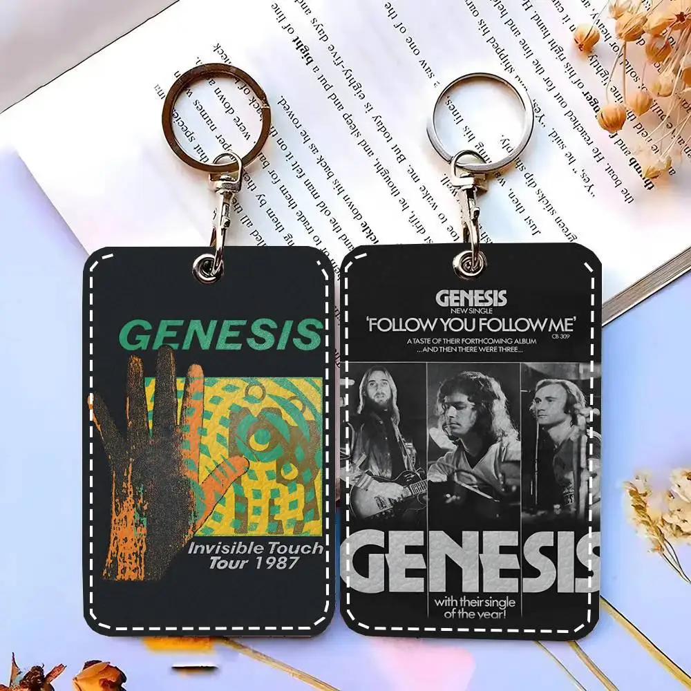 1pc Band G-Genesis Card Case Keychain Access Card Bag Key Tag Ring Leather Card Holder Key Ring Access