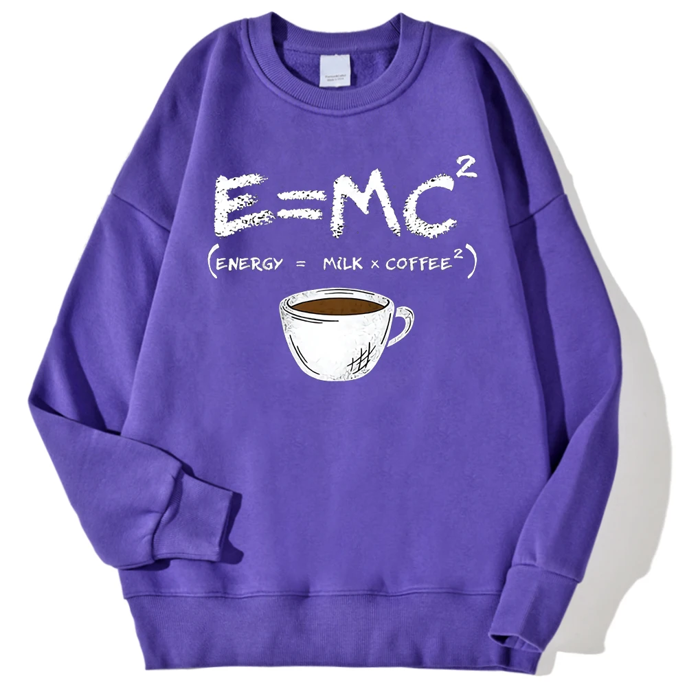 Energy=Milk+Coffee Printed Men Pullover Casual Comfortable Warm Hoodies Street Fashion Sweatshirts Autumn Fleece Sportswears