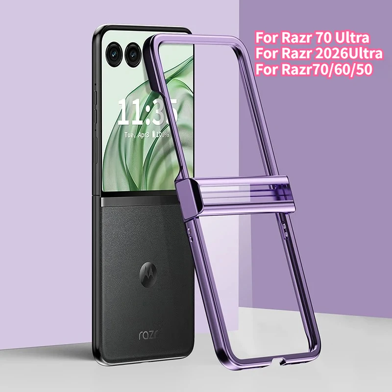 Luxury Electroplated Hinge Chain Cases for Moto Razr 70 Ultra 2026 70/60/50/40 Plus Full Body Protect Hard Anti-Drop Phone Cover