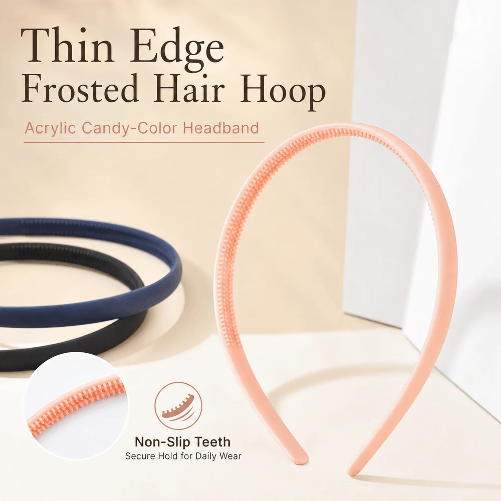 New Frosted Finish Hair Hoop With Teeth Thin Edge Makeup Hair Band Candy Color Non-Slip Face Wash Headbands Headdress Ornaments