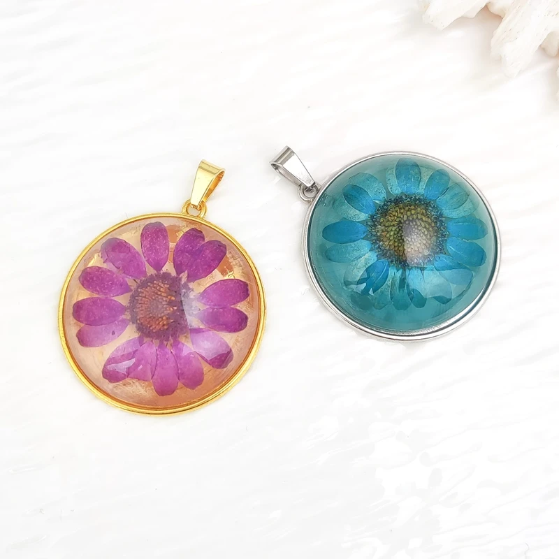 Handmade Pressed Flowers Resin Pendants for Jewelry Making Charms Crafts DIY Necklaces Women