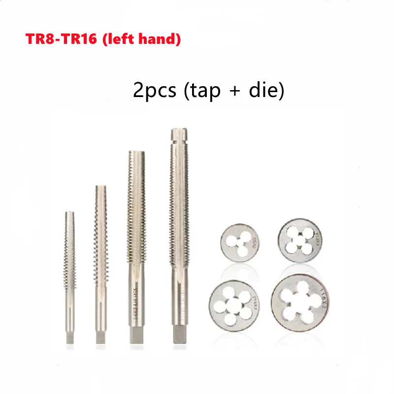 

2pcs Machine Tap + Die Combination Set TR8/TR10/TR12/TR14/TR16 Left Hand Phone Tap Hardware Tools Tap Die Set