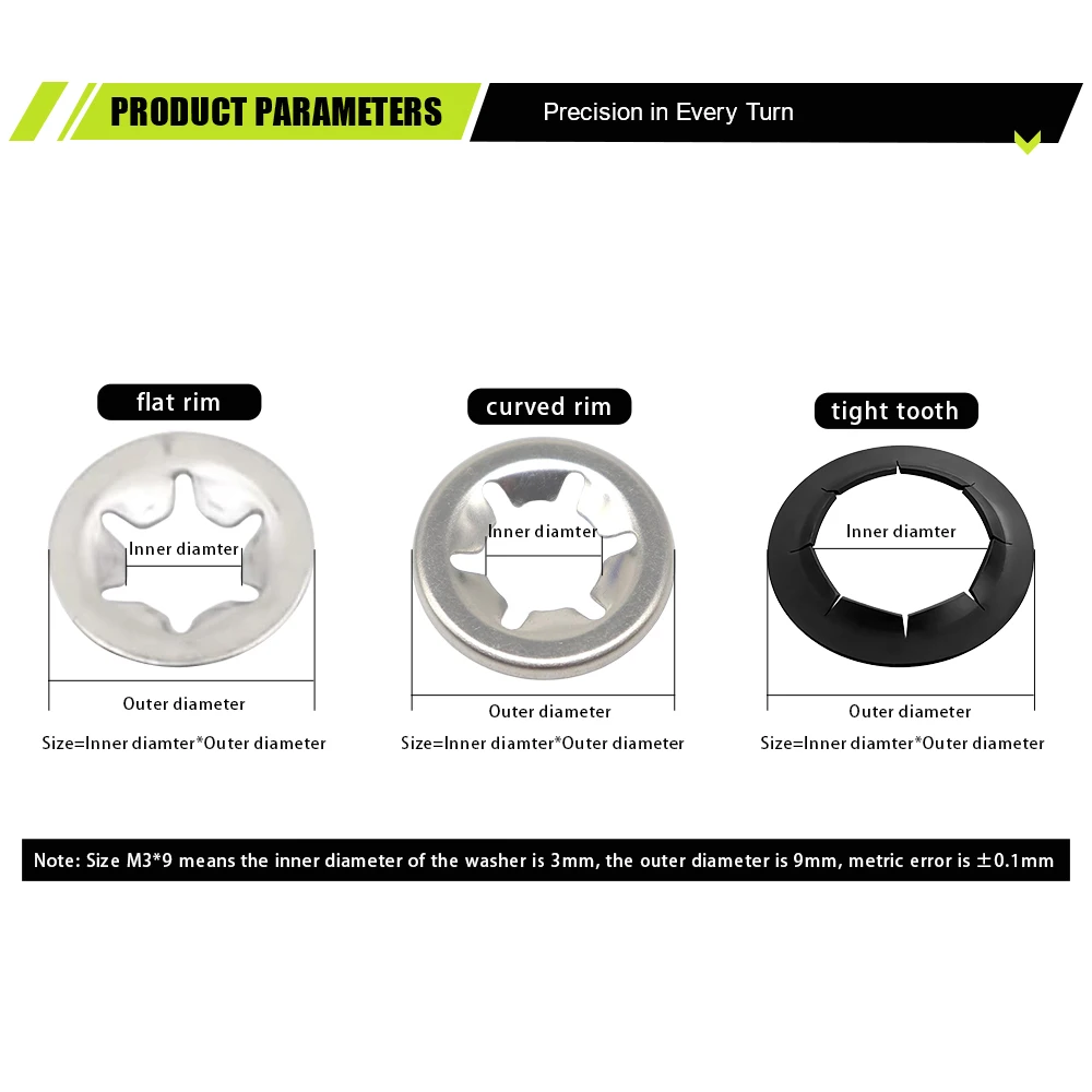 Push-on Spring Washers for Shaft 65mn/Steel 304 SS External Circlip Self-Locking Retaining Clip Fix Clip Tooth Star Lock Washer
