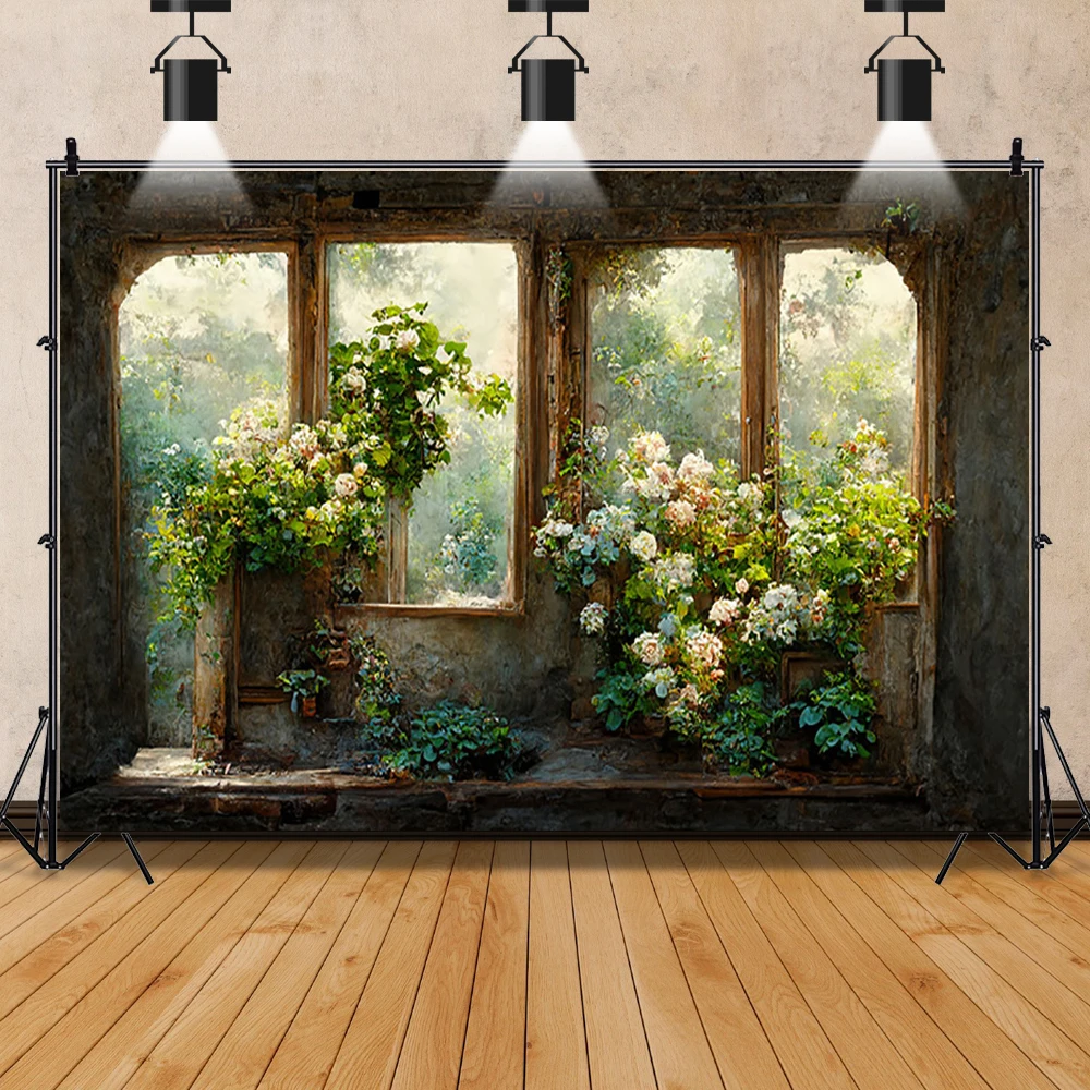 Retro Oil Painting Garden Flower Wedding Vintage Photography Background Girl Birthday Party Portrait Decor Photo Backdrop Studio