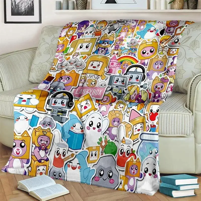 

Мягкое одеяло Happy Foxy Boxy and Rocky Lankybox для дома, спальни, кровати, дивана, пикника, путешествий, офиса, для детей
