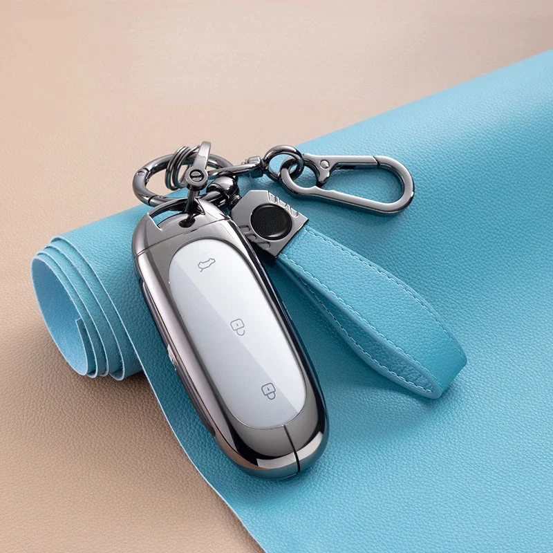 Suitable For Li L7  L8  L9  Black Khaki Blue Zinc Alloy + Leather Car Remote Key Case Cover