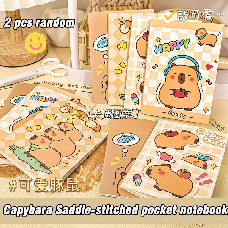 2 PCS Random Capybara Notebook Diary Planner Student Learning Stationery Office School Supplies Aesthetic Notebooks